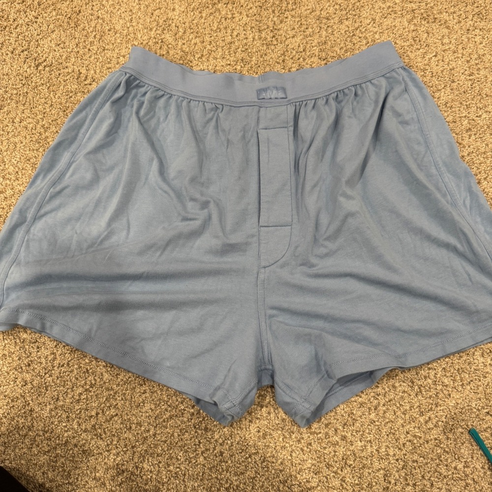 Skims Cotton Jersey Boxer Light Blue Loungewear Shorts Size L